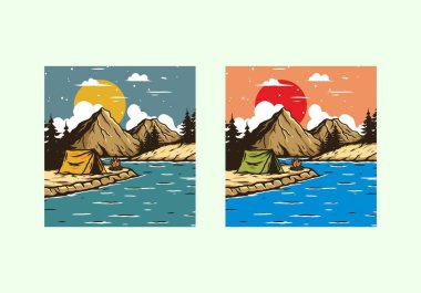 Dağ Gölü kamp çizimi tasarımı