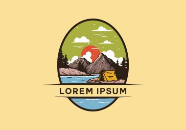 Dağ Gölü kamp çizimi tasarımı