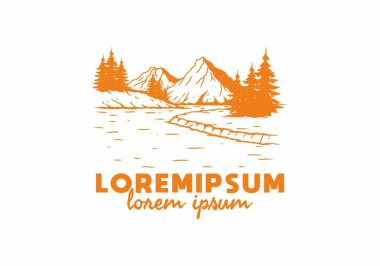 Dağ Gölü kamp çizimi tasarımı