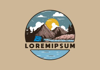 Dağ Gölü kamp çizimi tasarımı