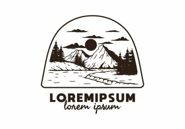 Dağ Gölü kamp çizimi tasarımı