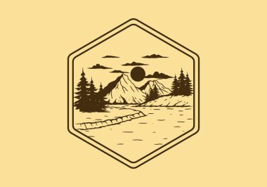 Dağ Gölü kamp çizimi tasarımı