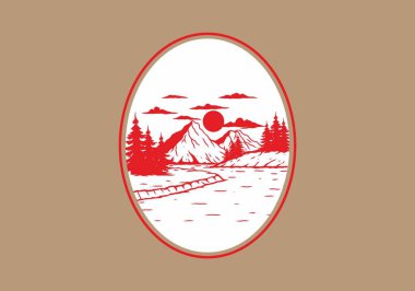 Dağ Gölü kamp çizimi tasarımı