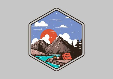 Dağ Gölü kamp çizimi tasarımı