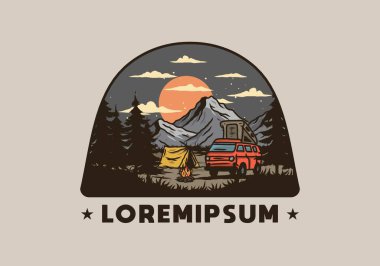 Gece karavanı çizimi çizimi