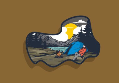 Sadece gece kampı çizim tasarımı