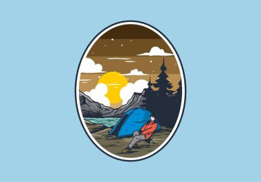 Sadece gece kampı çizim tasarımı