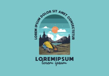 Sadece gece kampı çizim tasarımı