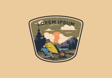 Sadece gece kampı çizim tasarımı