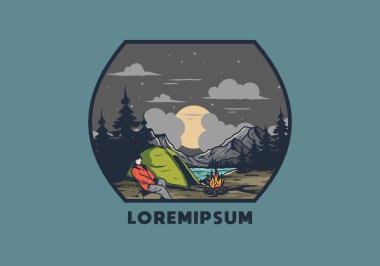 Sadece gece kampı çizim tasarımı