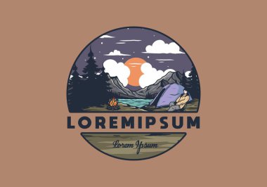 Sadece gece kampı çizim tasarımı