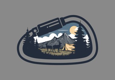 Klasik vahşi yaşam kamp çizimi tasarımı