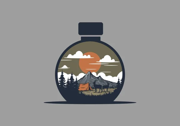 Vintage Fauna Camping Ilustración Dibujo Diseño — Vector de stock