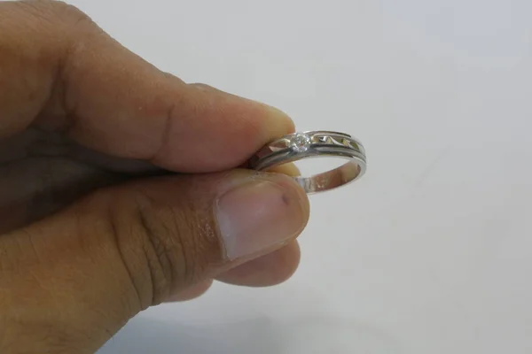 Anillo Oro Blanco Con Foto Gemas —  Fotos de Stock