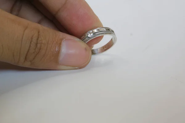White Gold Ring Gems Photo — Stock Photo, Image