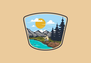 Açık havada vahşi balık çizimi tasarımı