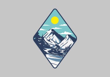 Kar jet ski çizimi grafik tasarımı