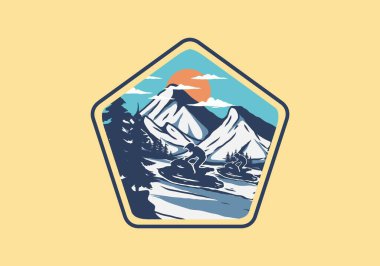 Kar jet ski çizimi grafik tasarımı