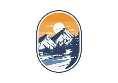 Harika kar dağı çizimi grafik tasarımı