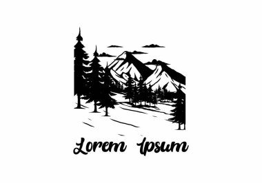 Harika kar dağı çizimi grafik tasarımı