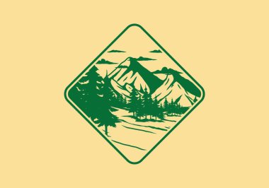 Harika kar dağı çizimi grafik tasarımı