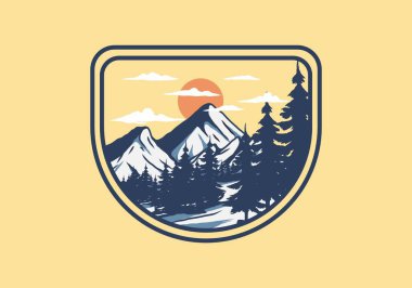 Harika kar dağı çizimi grafik tasarımı