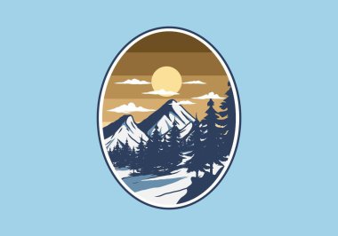 Harika kar dağı çizimi grafik tasarımı