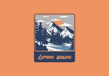 Harika kar dağı çizimi grafik tasarımı