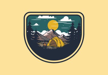 Kubbe çadırı kamp çizimi grafik tasarımı