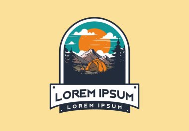 Kubbe çadırı kamp çizimi grafik tasarımı