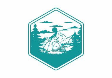 Kubbe çadırı kamp çizimi grafik tasarımı