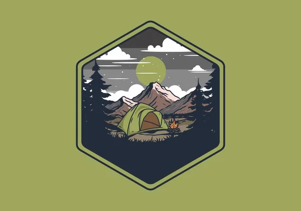 Kupoltält Camping Illustration Grafisk Design — Stock vektor