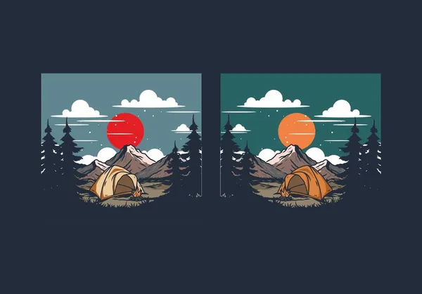 Kubbe çadırı kamp çizimi grafik tasarımı