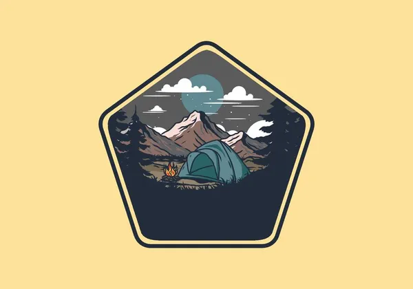 Kupoltält Camping Illustration Grafisk Design — Stock vektor