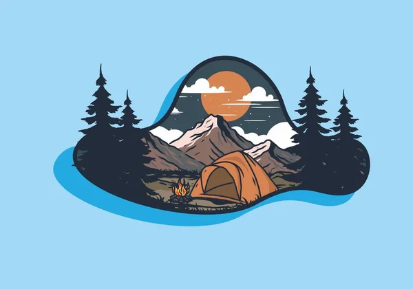 Koepeltent Camping Illustratie Grafisch Ontwerp — Stockvector