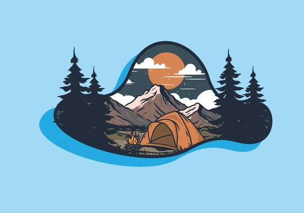 Kupoltält Camping Illustration Grafisk Design — Stock vektor