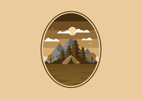 Ilustración Plana Colorida Del Diseño Del Camping Montaña — Vector de stock