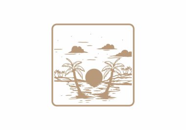 Vintage bay plaj illüstrasyon grafik tasarımı