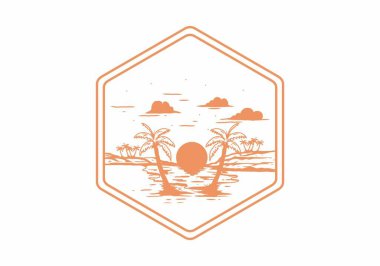 Vintage bay plaj illüstrasyon grafik tasarımı