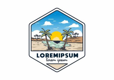 Vintage bay plaj illüstrasyon grafik tasarımı