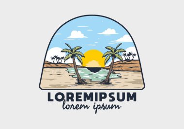 Vintage bay plaj illüstrasyon grafik tasarımı