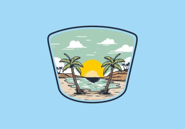 Vintage bay plaj illüstrasyon grafik tasarımı