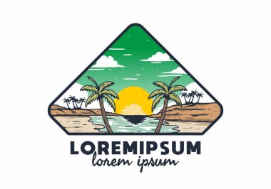 Vintage bay plaj illüstrasyon grafik tasarımı