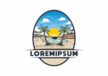 Vintage bay plaj illüstrasyon grafik tasarımı