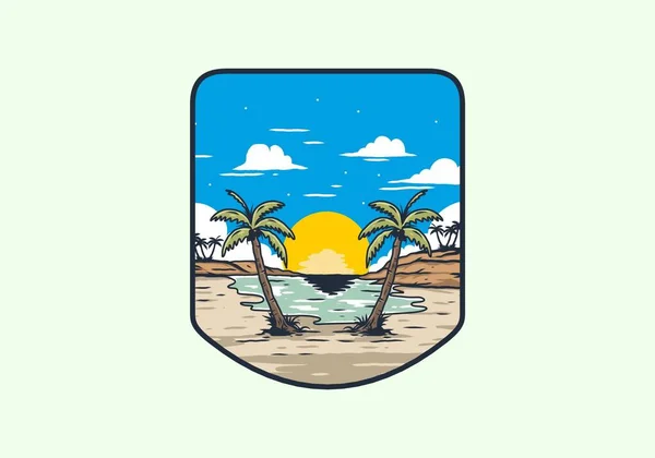 Vintage Παραλία Παραλία Εικονογράφηση Γραφικός Σχεδιασμός — Διανυσματικό Αρχείο