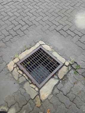 drainage channel with iron cover photo