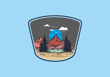 Göl ve dağ büyük ay tasarımı ile