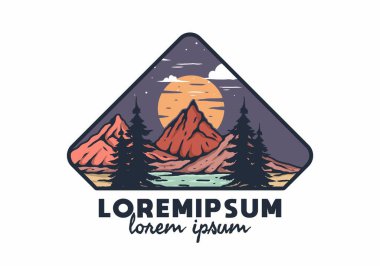 Göl ve dağ büyük ay tasarımı ile