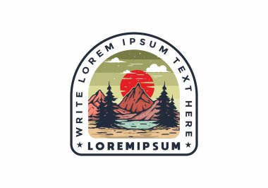 Göl ve dağ büyük ay tasarımı ile