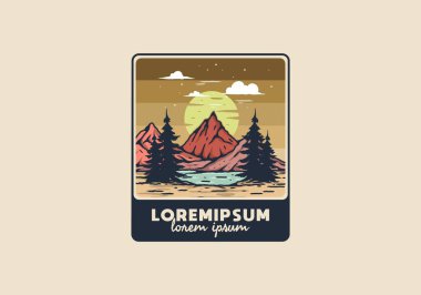 Göl ve dağ büyük ay tasarımı ile